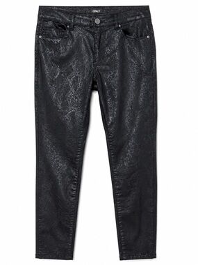 ONLY | Black Snake Texture Pants | Carmen Regular Skinny | Size 28 | 5 Pockets